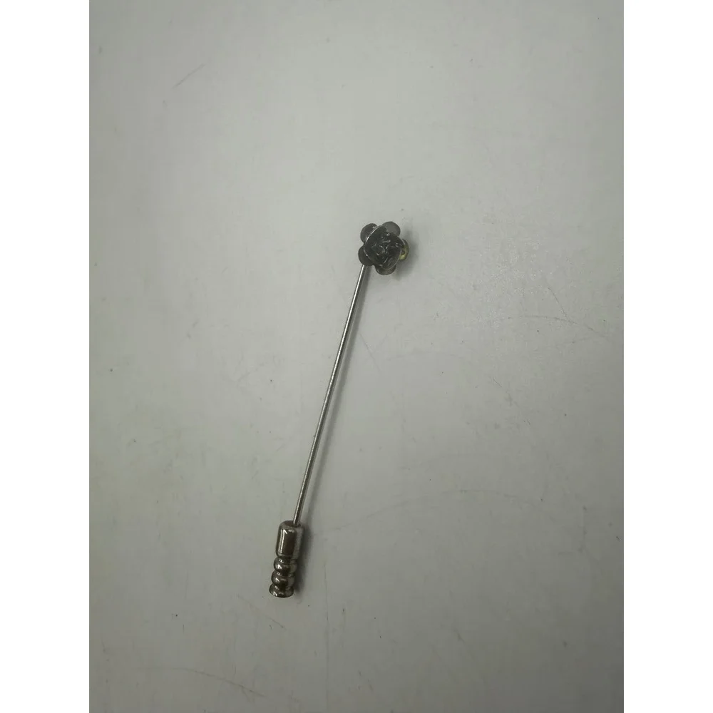 Vintage Silver Tone Rose Flower Stick Pin Lapel Scarf Hat Accessory 2.5 Inch